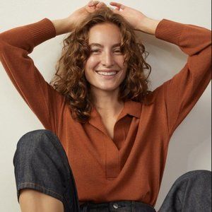 Everlane Cashmere Polo in Cinnamon